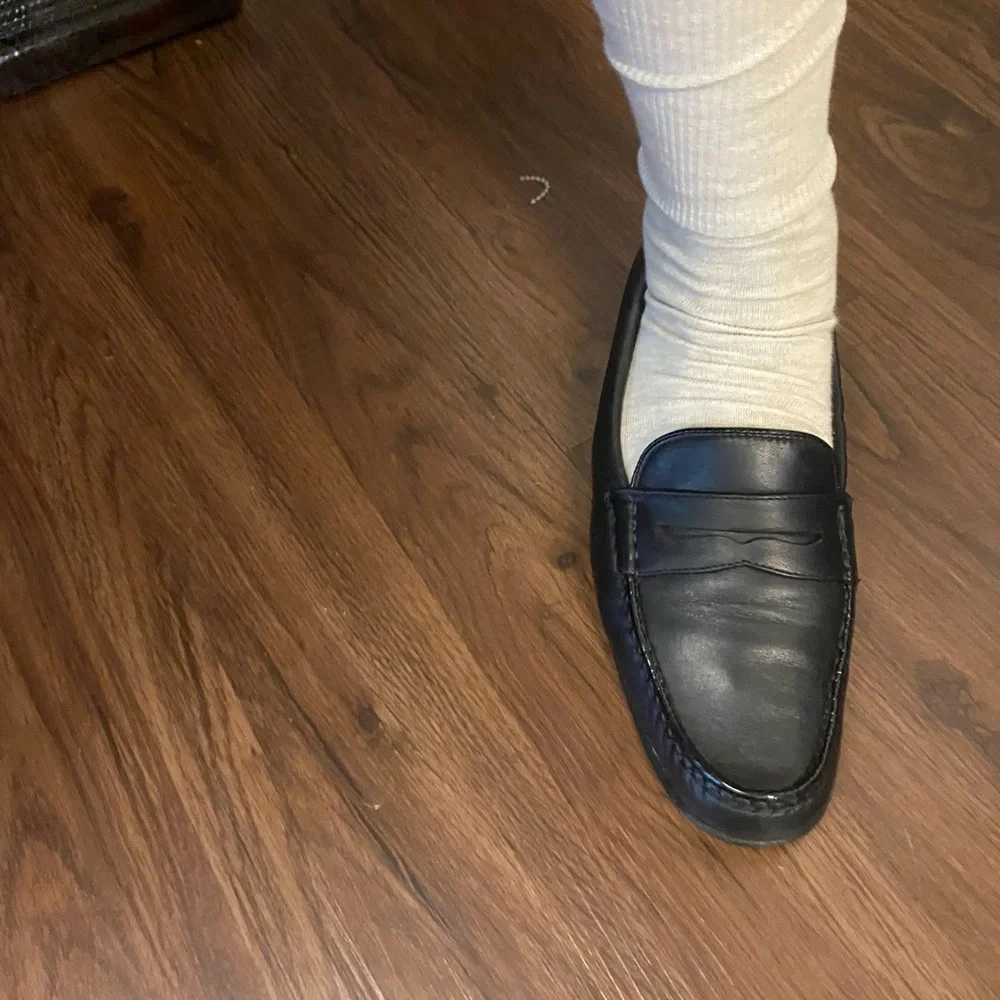 Salvatore Ferragamo Sport Black leather  ballerina Loafers men’s women’s 7.5 - Picture 14 of 15